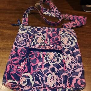Vera Bradely Katalina Pink Hipster Crossbody Bag Purse Handbag Clean 12" x 12"